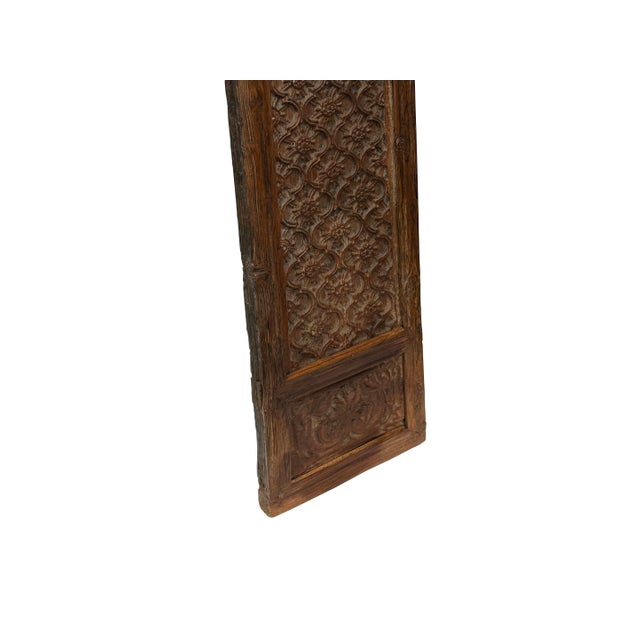 Tan Vintage Restored Relief Floral Motif Rectangular Wood Wall Panel A For Sale - Image 8 of 10