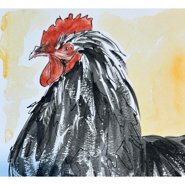Original watercolor ink and wash painting on paper of a “Little Black Hen” in my barnyard. Approximately 11 x 10 inches....