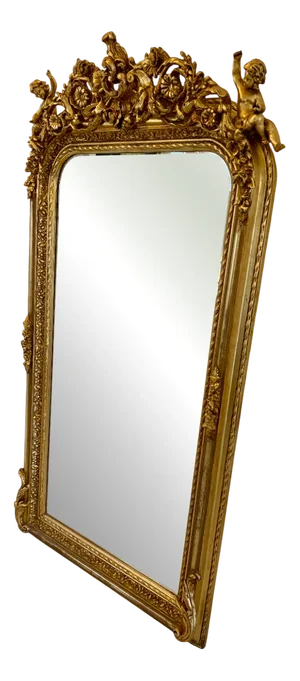 Antique Edwardian Carved Gilded Frame Wall Mirror, 1910