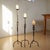 2020s Hand Forged Iron Candelabra Set of 3 (88-108cm) Antique Copper Double Stem with Hercules Knot and Arched Base For Sale - Image 5 of 12