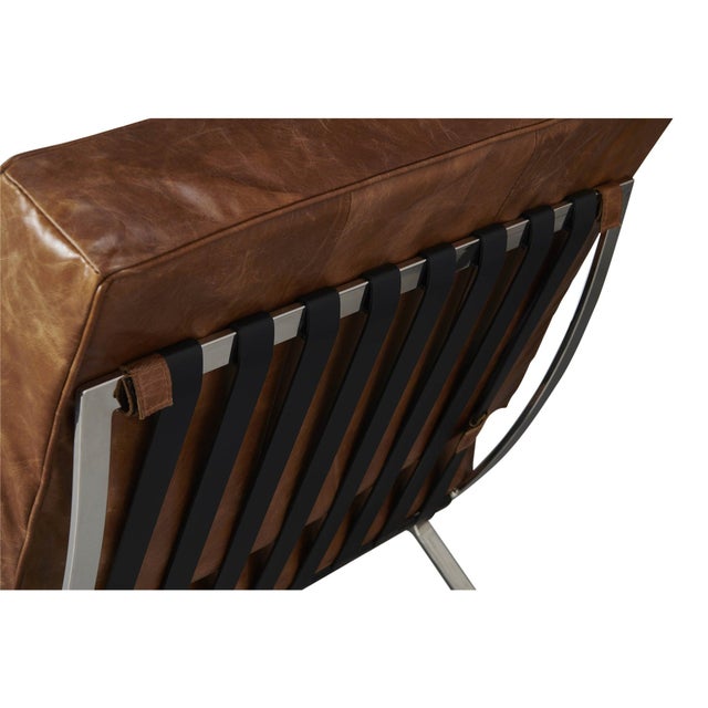 Modern Francisco Modern Curule Style Chair and Ottoman Set - Brown Leather For Sale - Image 3 of 9