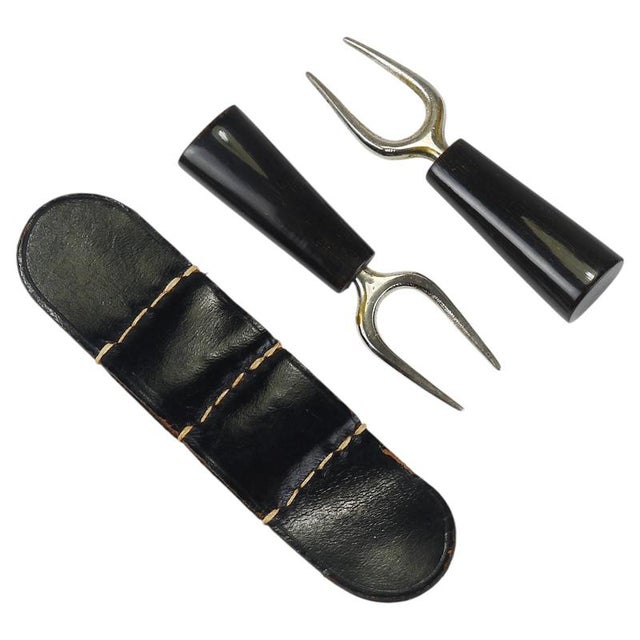 Brass Corn Cob Skewers with Leather Holders attributed to Carl Auböck, 1930s, Set of 2 For Sale - Image 12 of 12