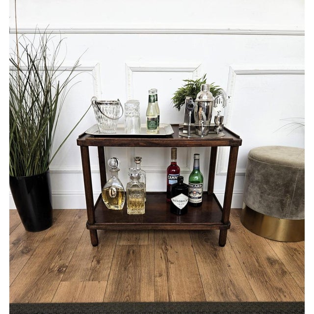 Mid-Century Italian Art Deco Style Walnut Burl Dry Bar Table, 1940s For Sale - Image 3 of 9