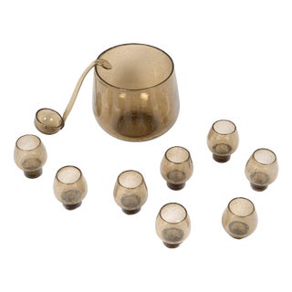 Bubbled Glass Orangeade Service from Biot, 1970s, Set of 10 For Sale