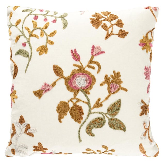 This pillow features Raleigh Crewel Embroidery with a knife edge finish. Inspired by an embroidered bedspread originally...