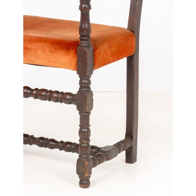 17th Century Italian Baroque Velvet Upholstered Armchair For Sale - Image 5 of 8