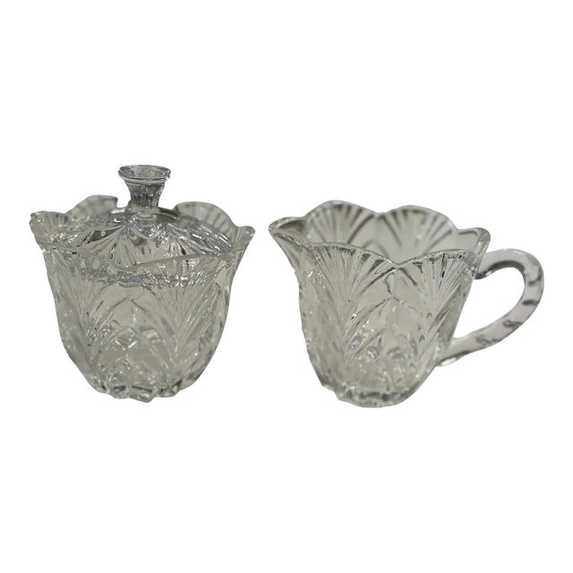 Vintage Crystal Sugar & Creamer Set For Sale