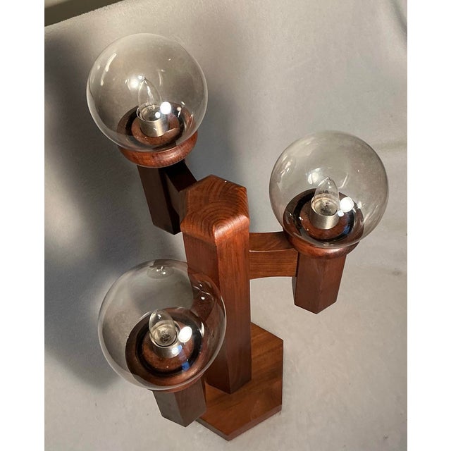 Modeline Vintage 70s Modeline of California Pine Cactus Table Lamp With Glass Globes For Sale - Image 4 of 12