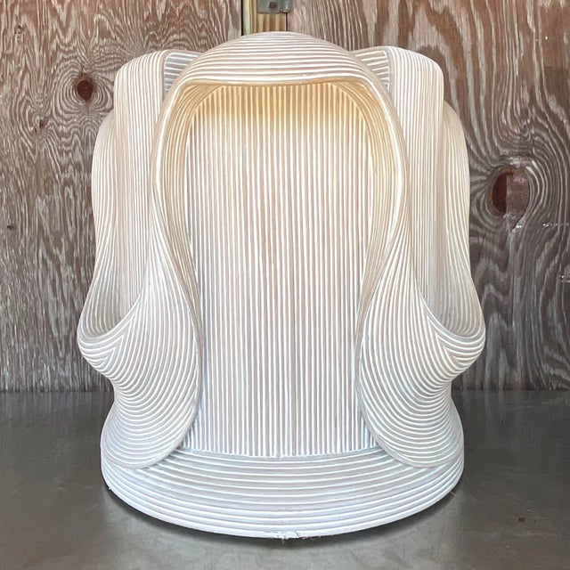 Coastal Vintage Coastal Washed Pencil Reed Pedestal After Betty Cobunpue For Sale - Image 3 of 9