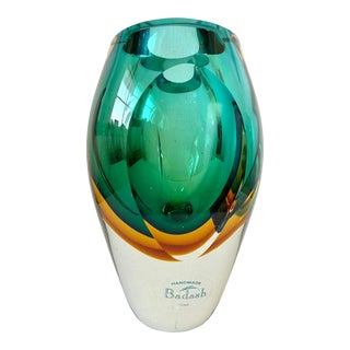 Contemporary Badash Murano-Style Art Glass Crystal Vase For Sale