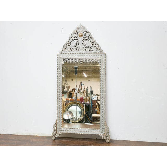 Glass Moroccan Mirror with Bone and Mother-of-Pearl Inlay, circa 1900 For Sale - Image 7 of 12