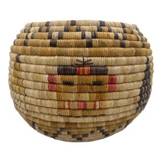 Rare Vintage Hopi Native American Coiled Basket For Sale