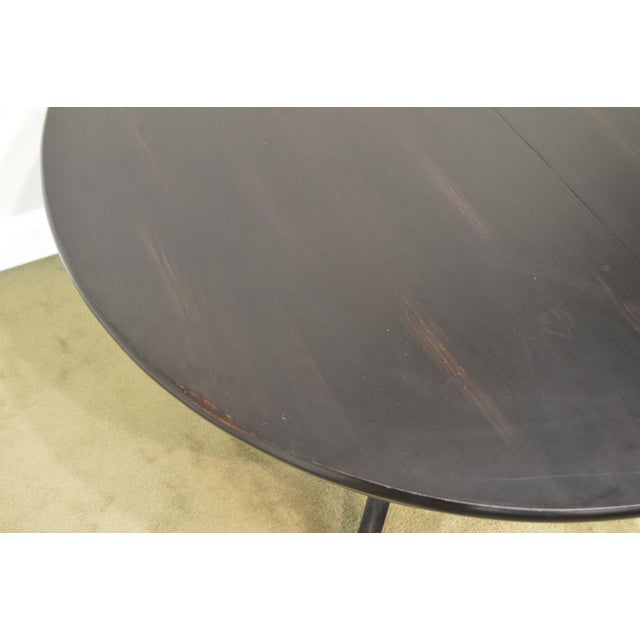 Crate & Barrel Black Round Pedestal Dining Table W/ Leaf Chairish