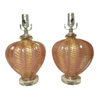 Pair of Italian Murano Glass Lamps For Sale