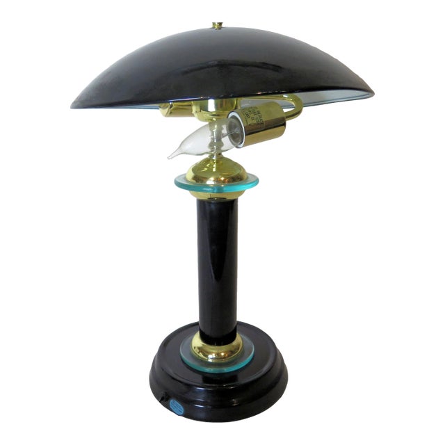 1980s Black Art Deco Revival Table Lamp | Chairish