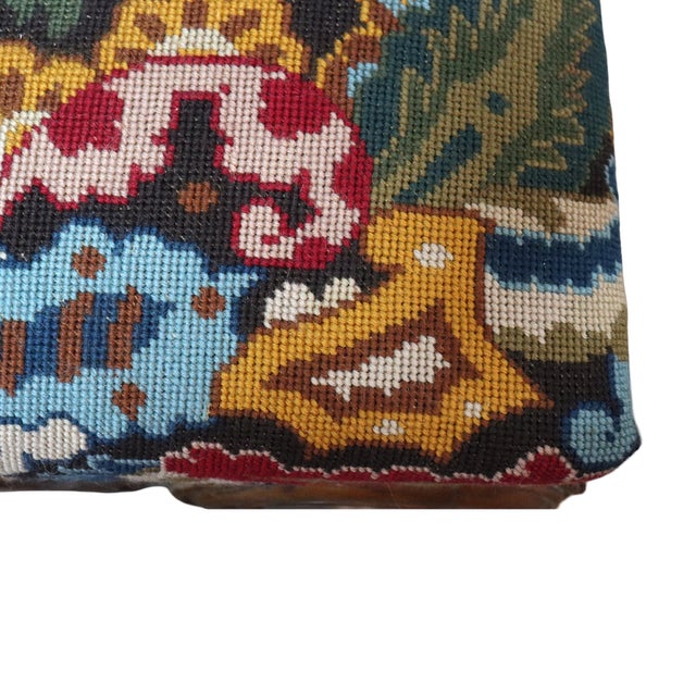 Rococo Carved Walnut Floral Needlepoint Footstool C1880 For Sale - Image 9 of 13