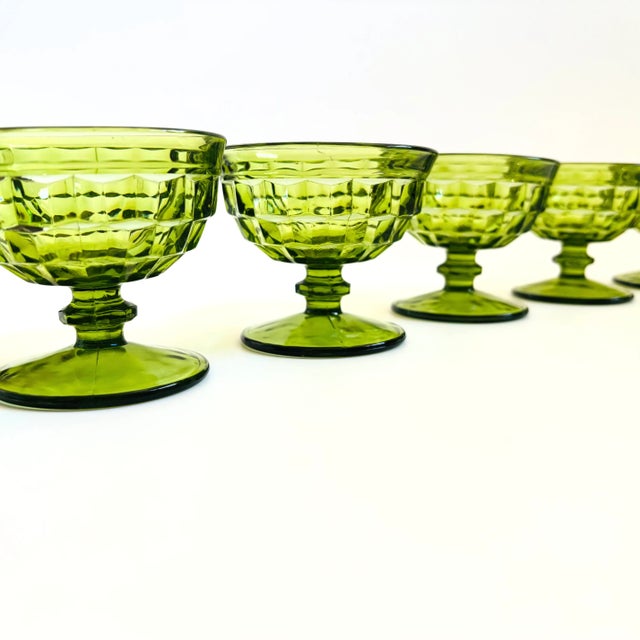 Mid 20th Century Mid Century Modern Indiana Glass Green Coupe Glasses - Set of 6 For Sale - Image 9 of 10