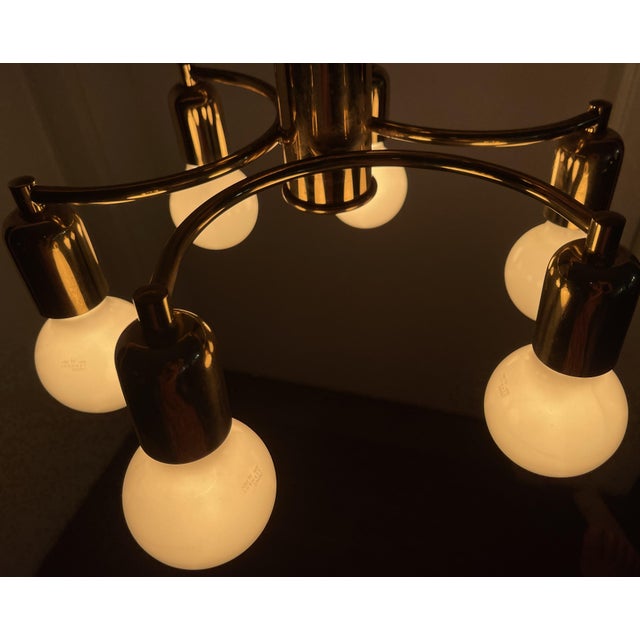 Hollywood Regency Space Age Brass Ceiling Light For Sale - Image 10 of 11