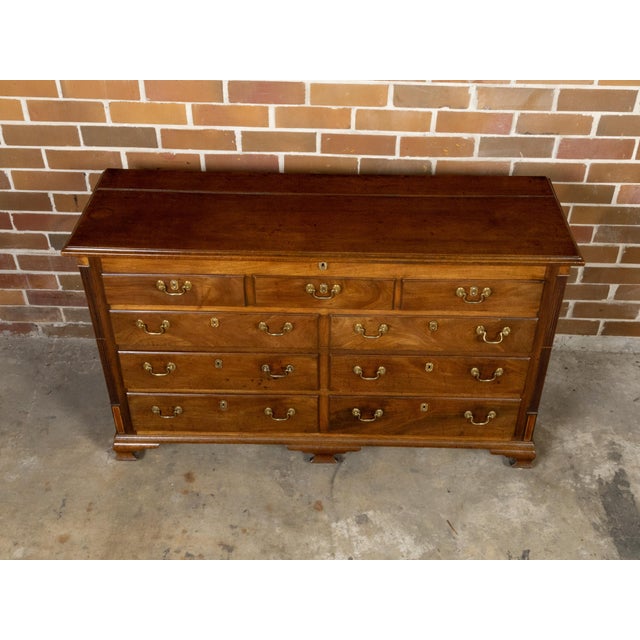 English Walnut 19th Century Flip Top Sideboard with Drawers and Brass Hardware For Sale In Atlanta - Image 6 of 12