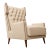 Brazilian Modern Armchair in Hardwood & Warm Oatmeal Bouclé by Giuseppe Scapinelli, 1950s For Sale