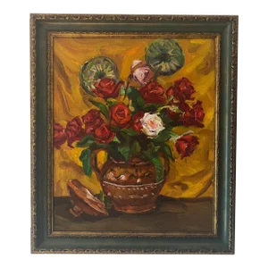 2000s Oil on Canvas Still Life Painting by Liviu Hancu Framed