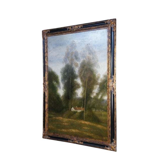 Traditional Late 20th Century L. Stephano Impressionist Country Farmhouse Landscape Oil Painting 83" For Sale - Image 3 of 15