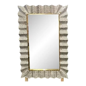 Contemporary Silver Murano Zip-Zag Mirror