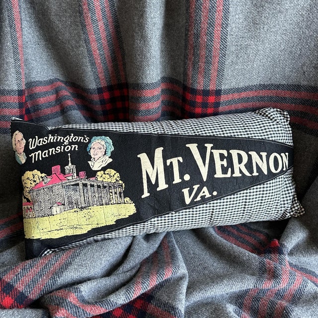 American Virginia Mt. Vernon George Washington Vintage Large Pennant on New Woven Fabric Throw Pillow For Sale - Image 3 of 4
