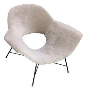 Wide Vintage Italian Metal and Velvet Lounge Chair by Augusto Bozzi for Saporiti