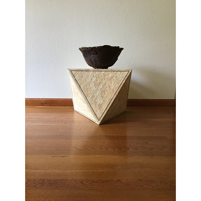 Tan 1970s Attributed to Maitland Smith Tessellated Stone End Table, Side Table, Accent Table For Sale - Image 8 of 10