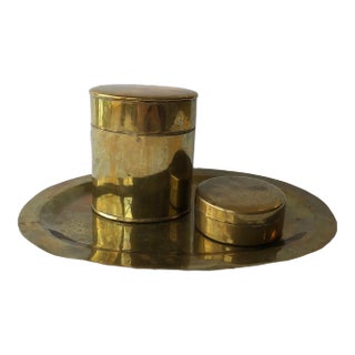 Vintage Brass Vanity Set, 3 Pieces For Sale