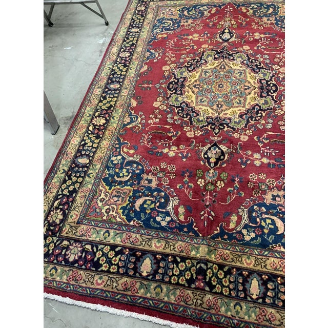 Persian 1950s, Handmade Vintage Persian Mashad Rug 6.5' X 9.9' For Sale - Image 3 of 7