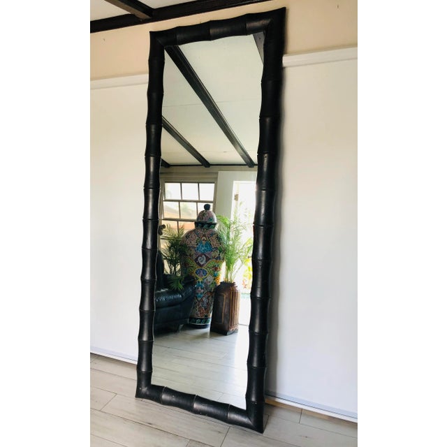 Wood Monumental Italian Floor to Ceiling Bamboo Mirror in the Style of Maison Charles, 1970s For Sale - Image 7 of 7