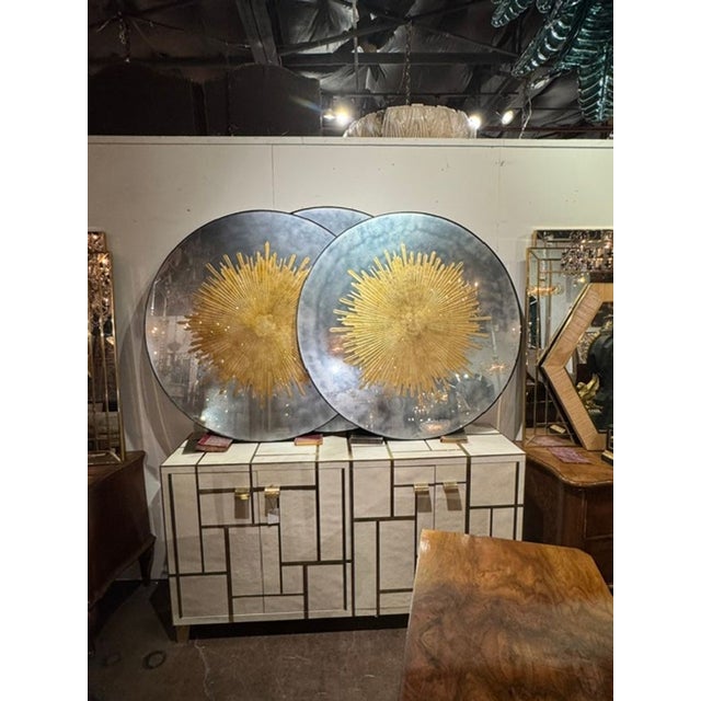 Jansen Design Eglomise’ Sunburst Mirror For Sale In Dallas - Image 6 of 6