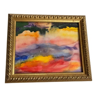 Abstract Watercolor on Paper With Wonderful Colors For Sale