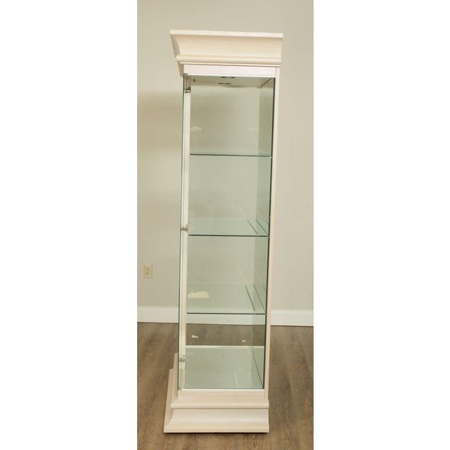 Contemporary Modern White Washed and Glass Curio Display Chairish