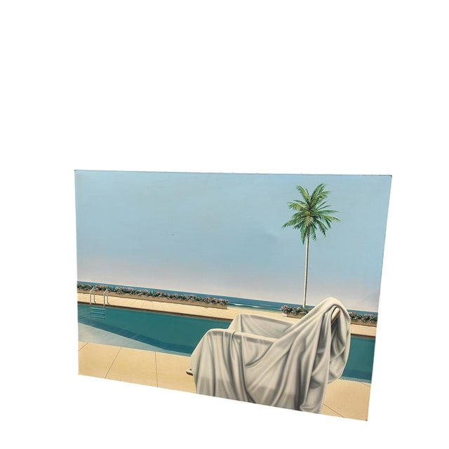 Pierre Coulon, Poolside Composition, 1982, Oil on Canvas For Sale - Image 4 of 10