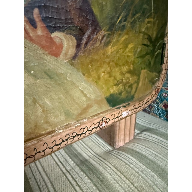 Early 19th Century Vintage Handmade, Hand Painted Wooden Cabinet With a Painted Depiction of “Sweethearts.” For Sale - Image 5 of 11