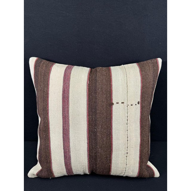 Turkish Hemp Pillow Cushion Natural Beige Brown Pillow Cushion Cover 24x24 For Sale - Image 4 of 4