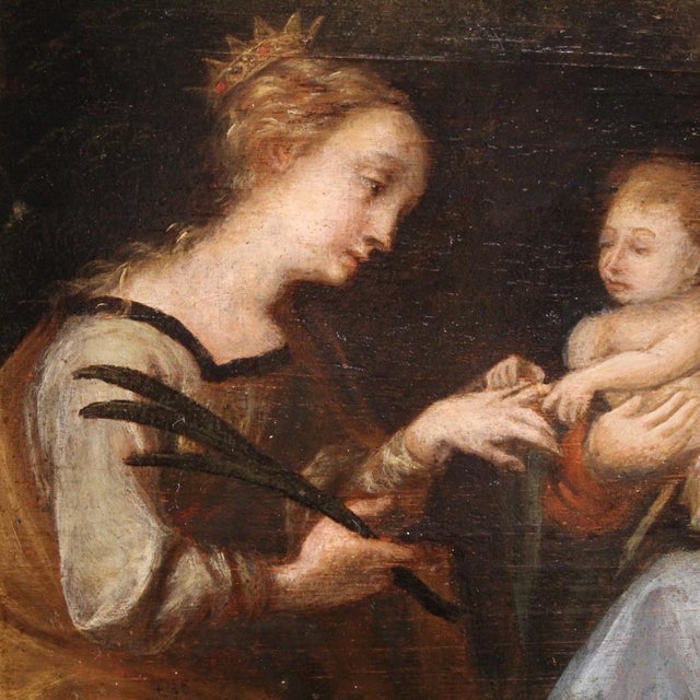 Mystical Marriage of Saint Catherine of Alexandria, 1630, Oil on Panel, Framed For Sale - Image 6 of 16