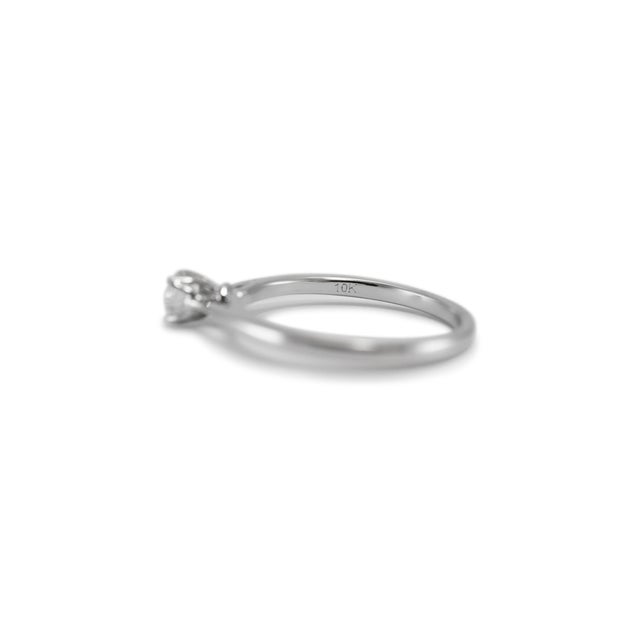 Metal Ladies 10k White Gold Lab Grown Diamond Cathedral Engagement Ring, Size 7 For Sale - Image 7 of 7