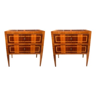 Neoclassical Chevron Marquetry Chests of Drawers, Italy, 1890s, Set of 2 For Sale