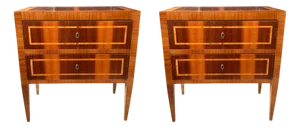 Neoclassical Chevron Marquetry Chests of Drawers, Italy, 1890s, Set of 2
