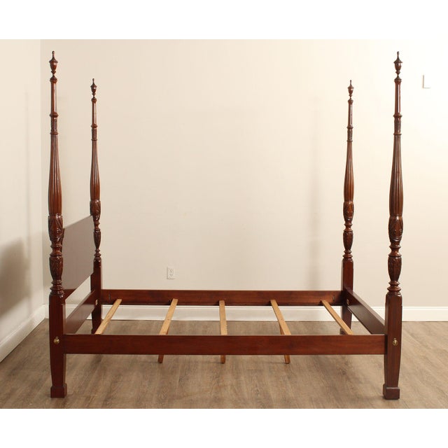 Brown Ethan Allen 'Georgian Court' Cherry Rice Carved Queen Size Poster Bed For Sale - Image 8 of 18