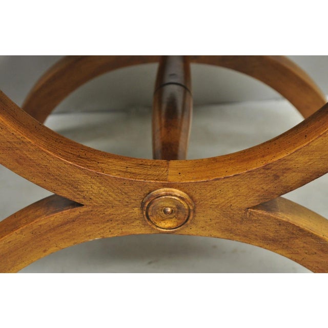Wood Vintage Italian Neoclassical Style Walnut Wood Curule X-Form Stool - A Pair For Sale - Image 7 of 13