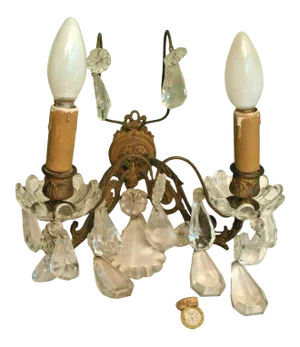 19th Century French Single Napoleon III Crystal & Bronze Wall Sconce in the Style of Baccarat France