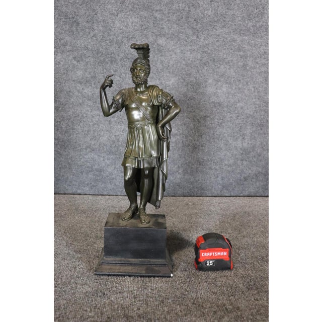 Very Intricate Cast Bronze Statue of a Roman Standing Proudly For Sale - Image 4 of 9
