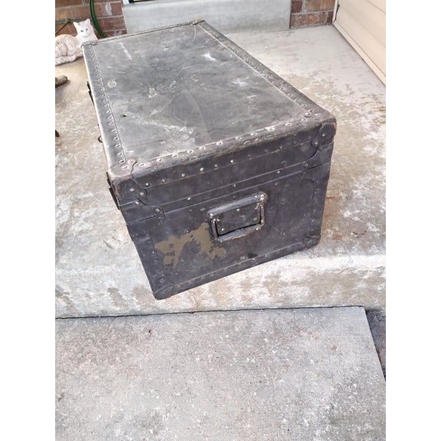 1940s Vintage 1940's Herkert and Meisel Trunk Company Military Foot Locker For Sale - Image 5 of 10