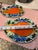 Orange Set of 4, 1970s Orange and Blue Ceramic Plates and Teacups For Sale - Image 8 of 10