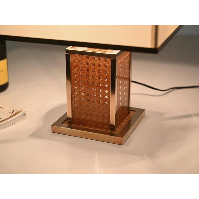 Metal Table Lamp in Vienna Straw and Acrylic Glass, Italy, 1970s For Sale - Image 7 of 13